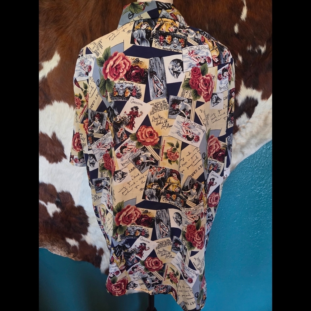 Jordan Red and Blue Short Sleeve Button Down Shirt - Picture 4 of 7